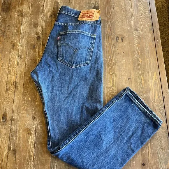 Levi's 501 Straight Blue Denim Jeans Button Fly 5-Pocket Men's Size W34 L30