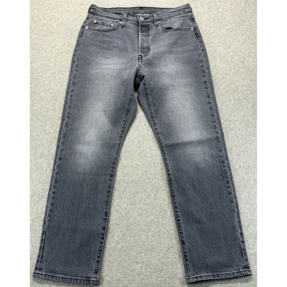 Levi's 501 Mens Relaxed Straight Jeans Charcoal Gray Classic Button Fly 29x28