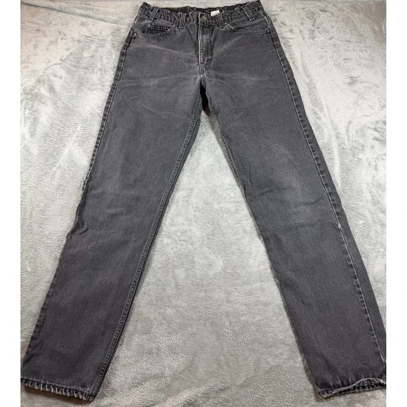 Vtg Levi's 555 Relaxed Fit Jeans W34 L33 Made in USA 90s Black Orange Tab
