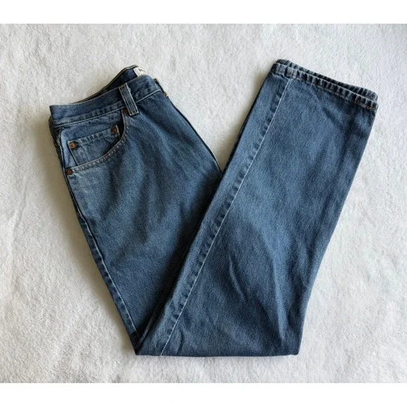 Levis 505 Mens Jeans 34x32 Regular Fit Medium Wash Blue Straight Leg Denim