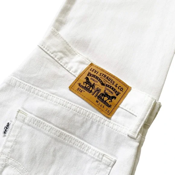 Levi’s White 514 Straight Leg Jeans with White Tab W34 L36