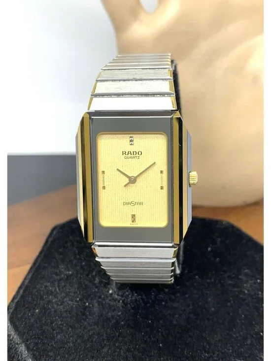 Rado Unisex Watch 110-0201 Diastar Swiss Quartz Vintage 2-Tone Steel Tank 27.5mm