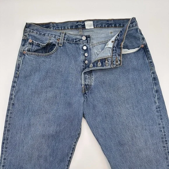 Levis Jeans Mens 38x30 (36x26 Fit) Blue Denim 501 Jeans Y2K 2007 Button Fly