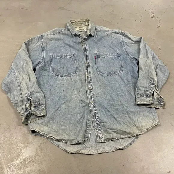90s distressed Levi’s denim western shirt