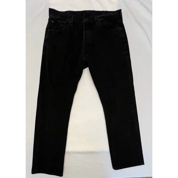 Levi's Men's 501 38x32 Original Straight Fit Jeans - Dark Wash Black Denim