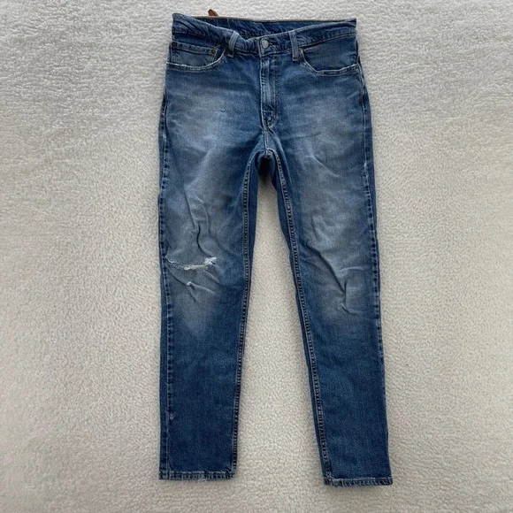 Levis 511 Jeans Mens 34x32 Blue Slim Fit Denim Distressed Grunge Skater Preppy