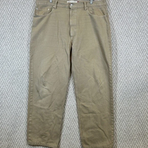 Y2K Vtg Levis Jeans Mens 40x32 550 Relaxed Fit Khaki Denim Pants Cotton Tapered