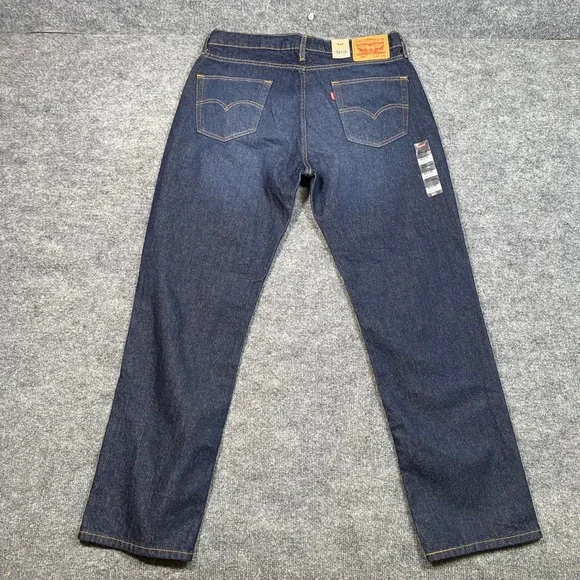 Levis 514 Straight Fit Mens Jeans 34x32 Dark Indigo Blue Stretch Denim NEW