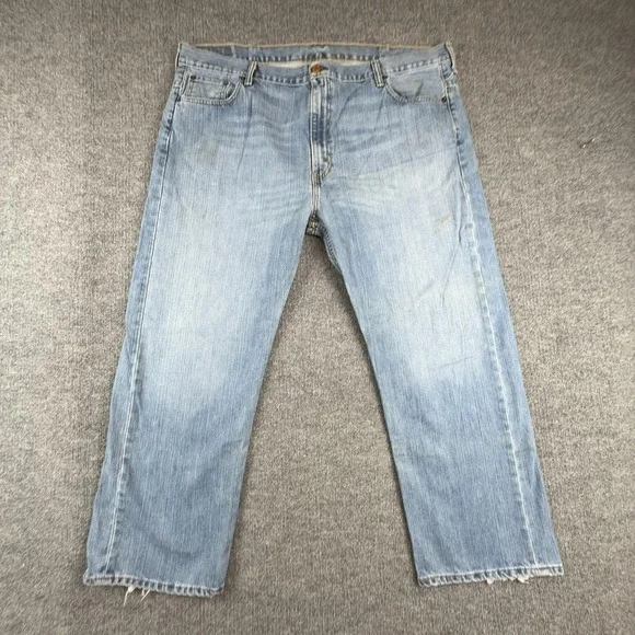 Levis 569 Jeans Mens 44x30 Light Wash Blue Relaxed Straight Leg Denim Pants