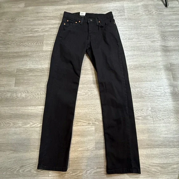 Levis 514 Straight Fit Mens Black Stretch Jeans 28x32 NWT 00514-1434