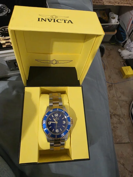 Invicta Two-Tone Stainless Steel Watch with Blue Dial and Bezel