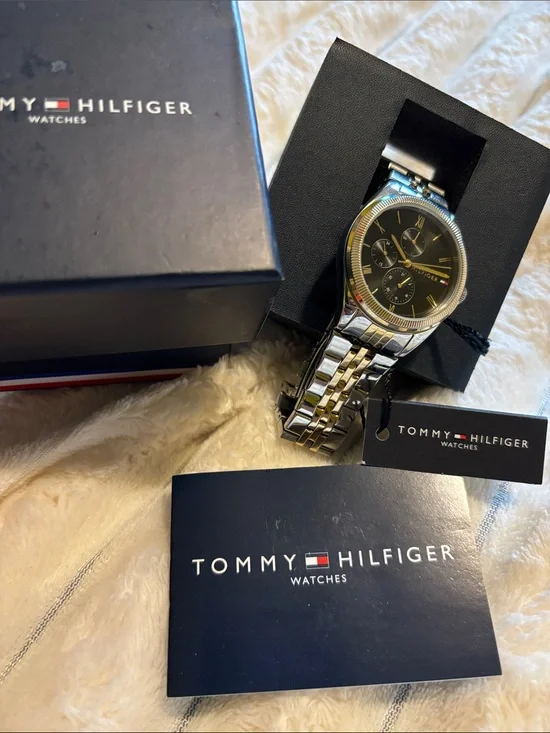 Tommy Hilfiger Two-Tone Men's Watch with Black Dial