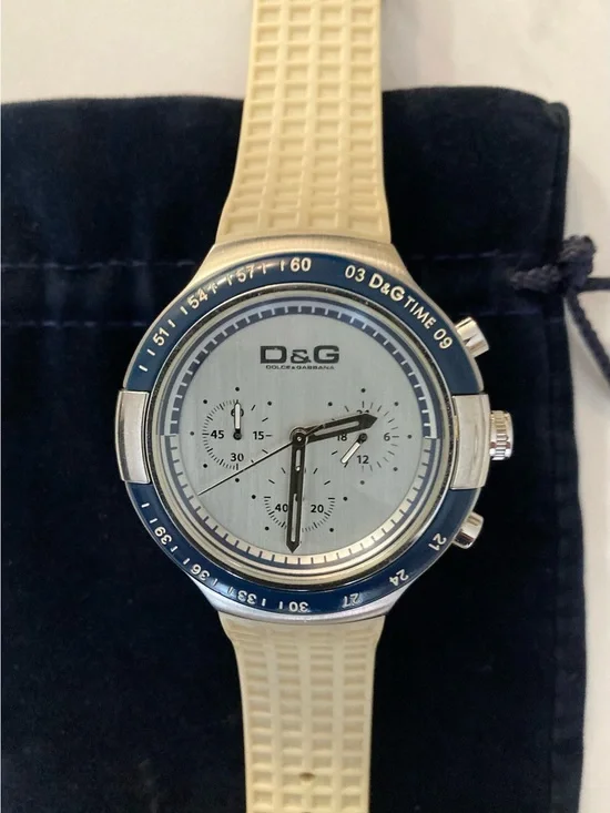D&G Silver Dial Watch with Blue Bezel