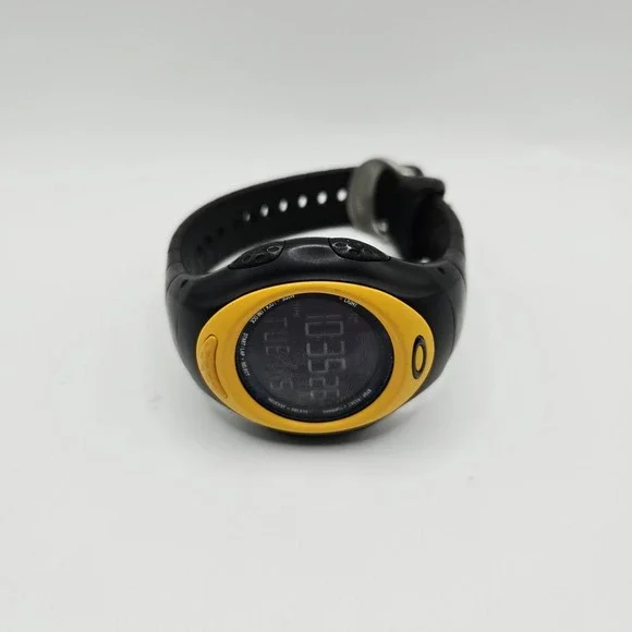 Vintage Oakley D-1 Digital Watch Y2K Cyber Tactical Brushed Yellow New Battery‎