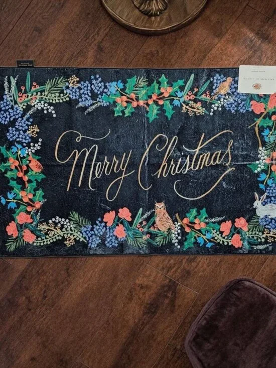 Rifle Paper Co X LOLOI Holiday Merry Christmas Washable Accent Rug New 27