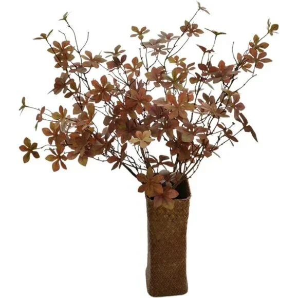 3pcs Artificial‎ Eucalyptus Leaves - Silk Greenery for Home Fall Decor, Brown