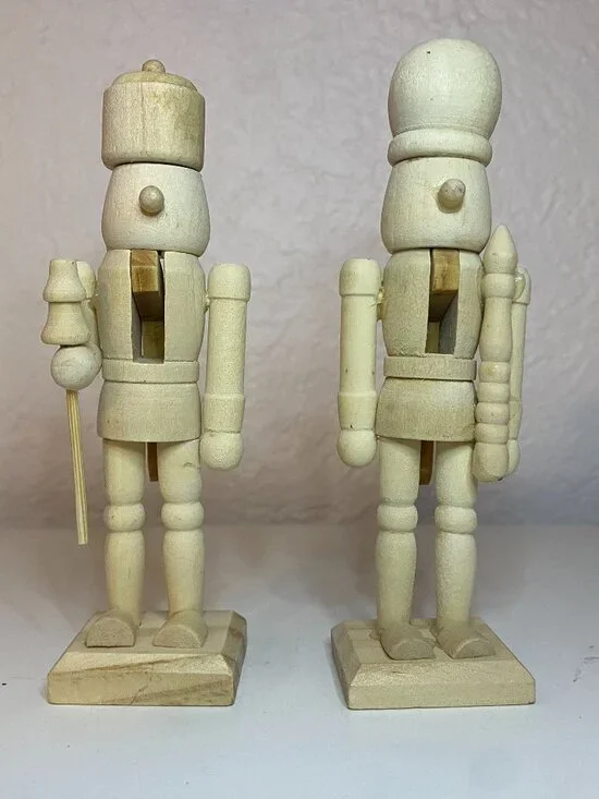 Unfinished Wood Nutcracker Figures Pair DIY Paint Craft Blanks 5 Inch Set of 2