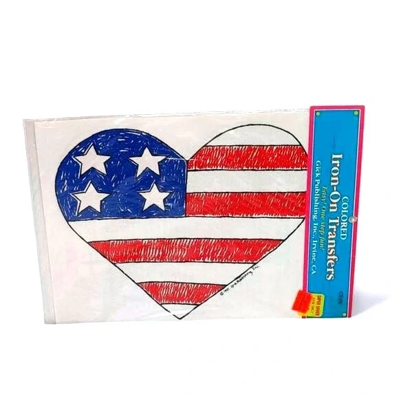 Gick‎ Publishing Americana Patriotic Flag Heart Shaped Iron On Transfer