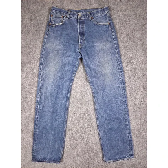 Levis 501 Original Fit Jeans Mens 36x36 Blue Medium Wash Straight Leg Button Fly