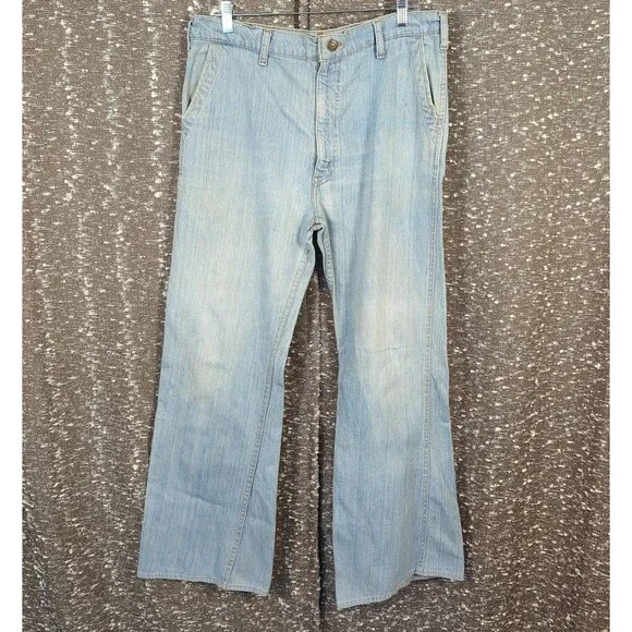 Vintage 70's Levi's Orange Tab Flare/Bootcut Light Wash Jeans Slash Pocket‎