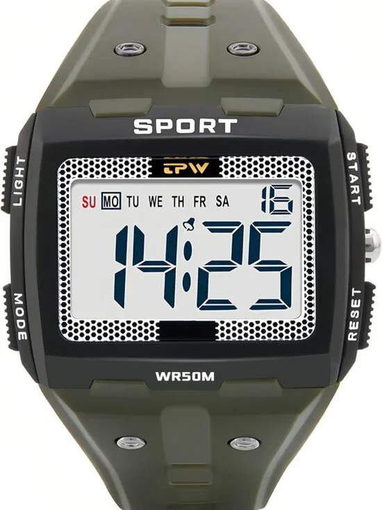 Men's Digital Military Watch - 5ATM Water Resistant, Easy-to-Read Display, Alarm