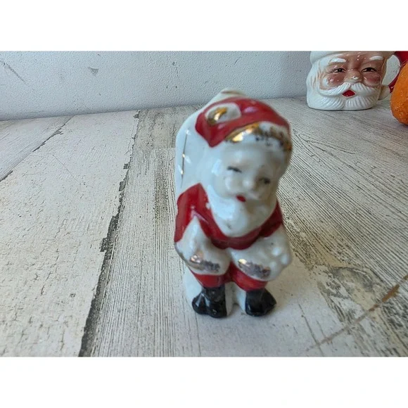 Vintage porcelain Japan Santa chair figurine Xmas decor village