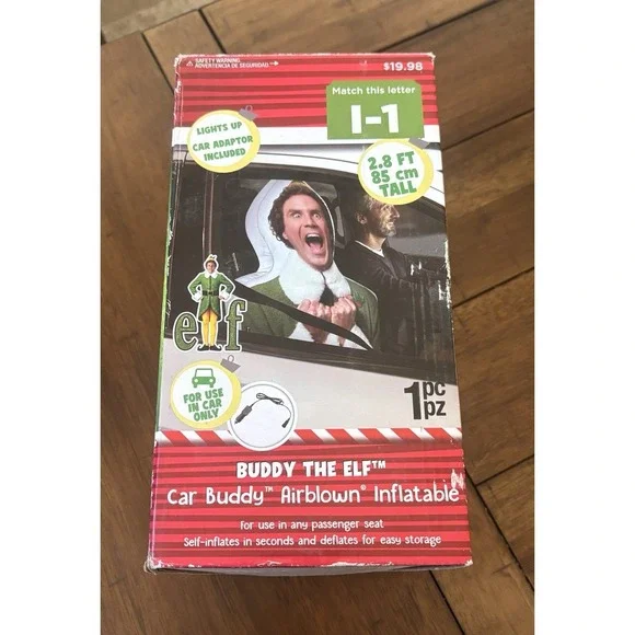 Gemmy Buddy the Elf Car Buddy Airblown Inflatable 2.8 ft Christmas Decor  READ