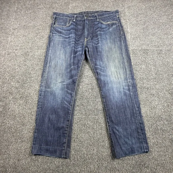 Levis 508 Regular Taper Jeans Mens 38x30 (Hemmed shorter) Dark‎ Wash Blue Denim