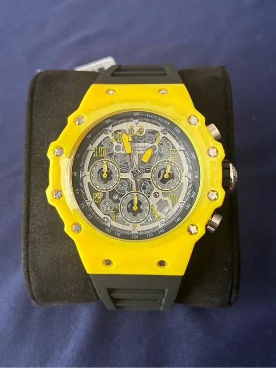 Invicta Yellow Bezel Chronograph with Black Strap