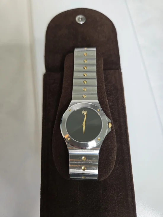 Vintage Movado Museum Watch Two Tone Gold Silver Swiss Made Minimalist 7in Wrist