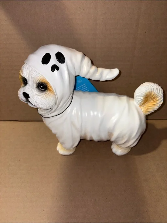 Viral Halloween Ghost Shih Tzu Dog Figurine in Costume