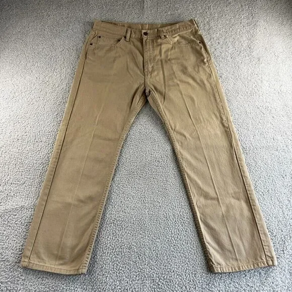 NEW Levis 505 Jeans Mens 36x29 Beige Straight Leg Regular Fit Denim Grunge Chore