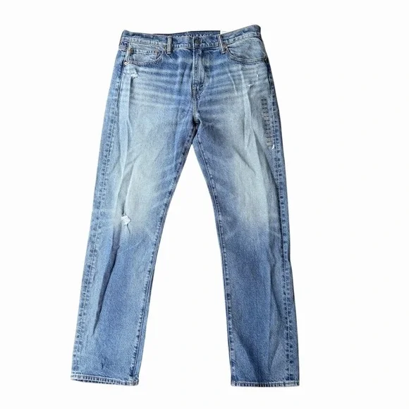 American Eagle Men's EasyFlex Jeans 36x36 Light Wash Straight Taper‎ Blue