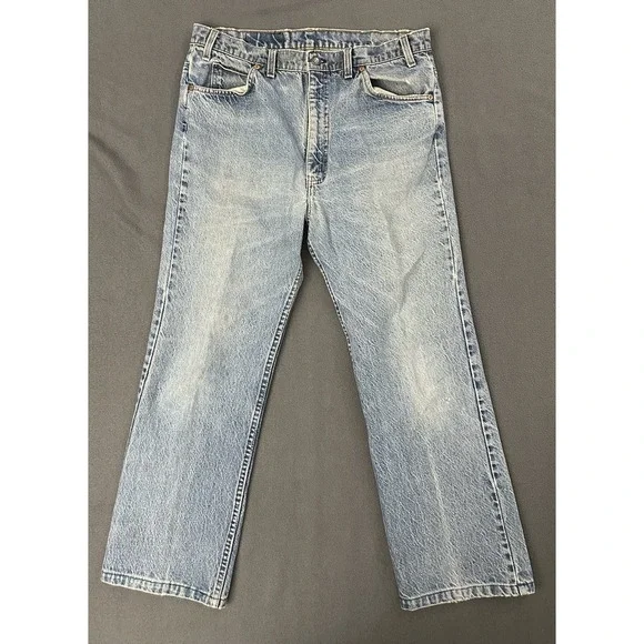 Vintage 90s Levis 517 Jeans Men 36x30 Blue Bootcut Orange Tab Distressed USA