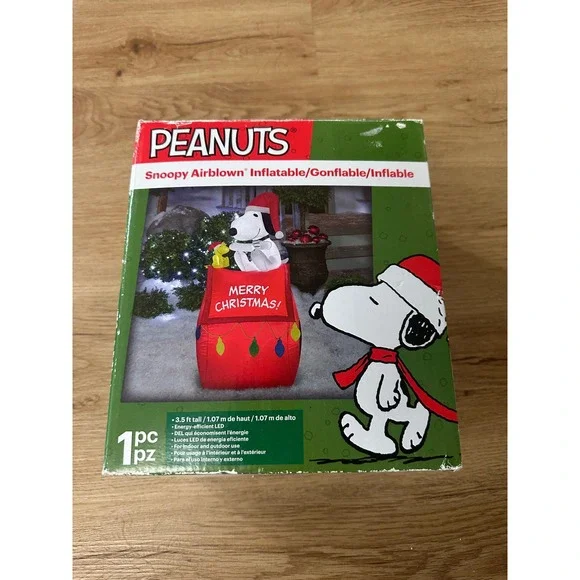 Peanuts Snoopy Airblown Inflatable Christmas Mailbox 3.5ft LED Outdoor Decor