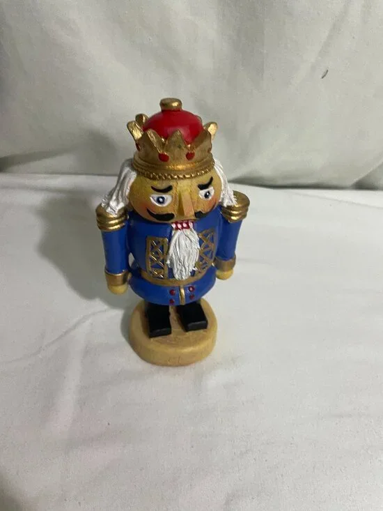 Vintage King Nutcracker Figure Blue Uniform Gold Crown 5