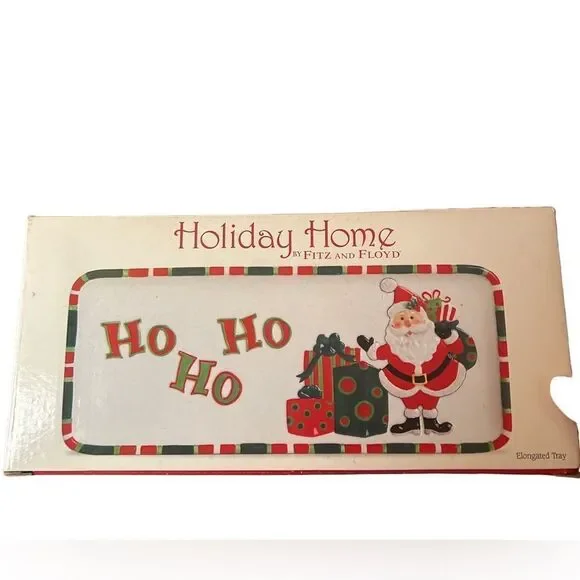Fitz And Floyd Christmas Santa Ho Ho Ho Elongated Serving Tray