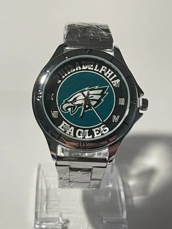 Philadelphia Eagles NFL Team Logo Men's Stainless-Steel Silver Watch NEW