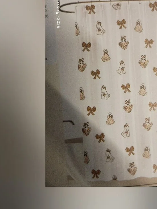 Halloween  Ghost Shower Curtain  with Leopard Bow