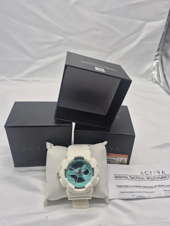 Ativa White Watch with Teal Dial - Digital Analog Sport Style