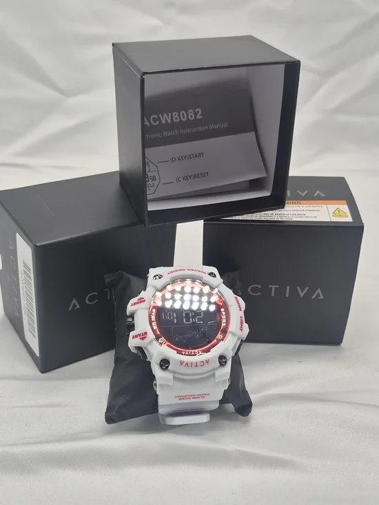 Ativa White and Red Rugged Digital Sports Watch