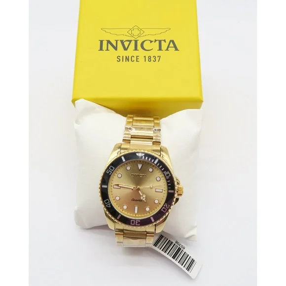 Invicta Pro Diver Vitreos Mens Watch 42mm Gold Tone Stainless Steel 69396 New