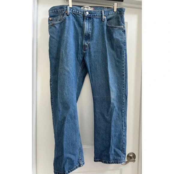 Levis 505 Mens Straight Fit Jeans Medium Wash Blue Denim 40x29 see note-flaw‎