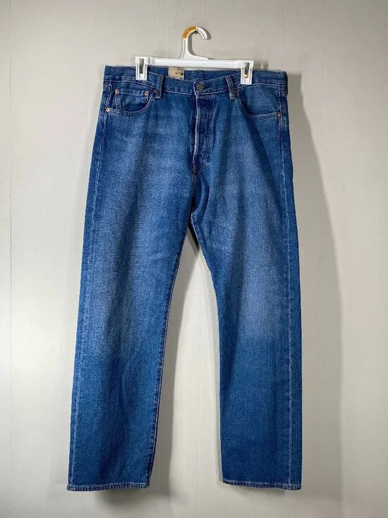 Levi's Premium 501 Denim Jeans Men's 36 x 32 Mid Rise Button Fly Blue Casual NWT