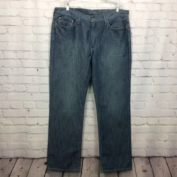 Levi's 514 Jeans Men's Size 38x32 Blue Med Wash Stretch Straight Leg Festival