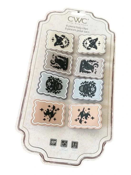 New CWC Cute HALLOWEEN THEMED BAG CLIPS Set/8 With Magnetic Back