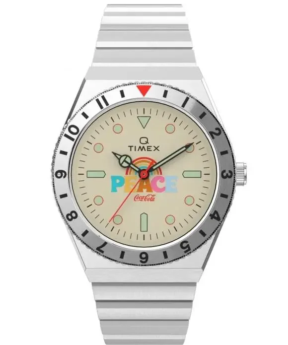 NIB Timex Analogue Quartz Watch Stainless Steel Strap TW2V25800 Glow in the Dark