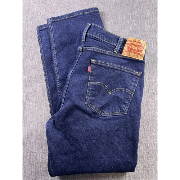 Levi's 505 Jeans Men's 40x32 Blue Dark‎ Straight Cowboy Biker Preppy Stretch
