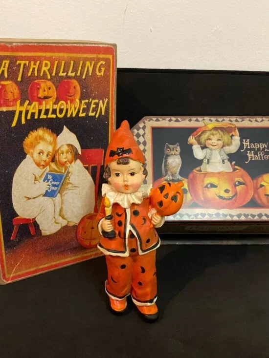 Clapsaddle Vintage Style Halloween Decor Lot JOL Pumpkin Little Girl Owls