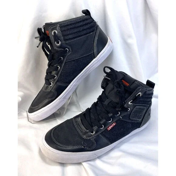 LEVIS Men’s Size 9 Wiltshire Mono High Top Leather/Canvas Sneakers #51742401A